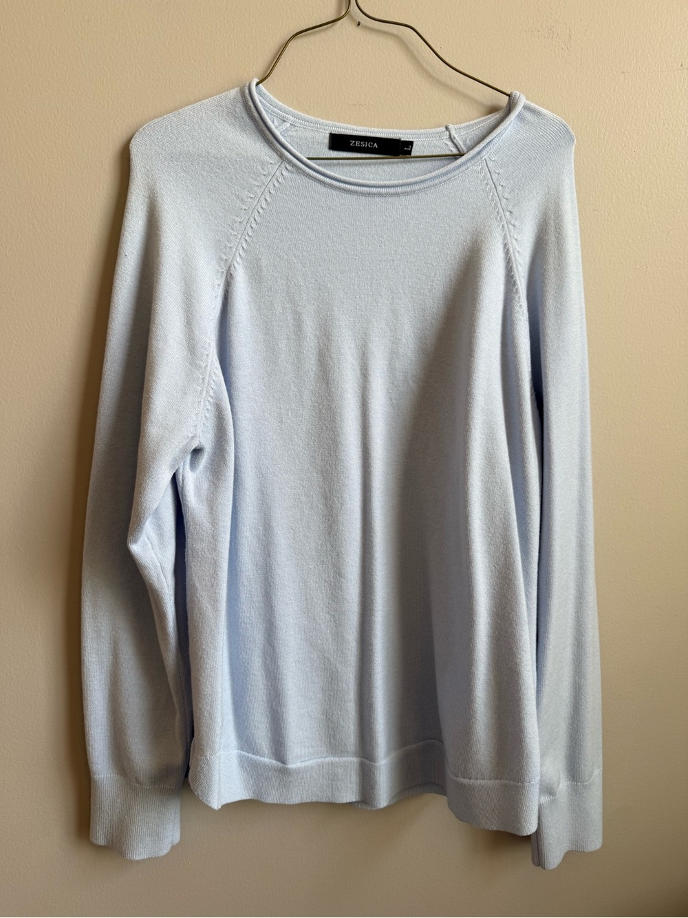 Zesica Women's Light Blue Crew Neck Sweater